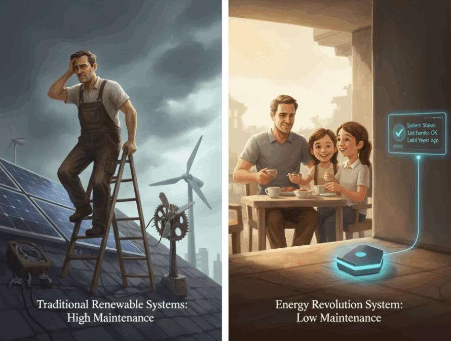 Energy Revolution System vs traditional renewable systems — low maintenance comparison